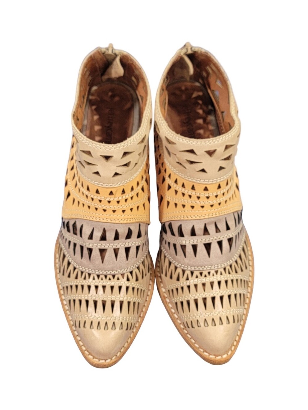 Jeffrey Campbell Free People Faviola Cutout Western Booties Tri-Color Taupe 7.5 - Picture 16 of 17